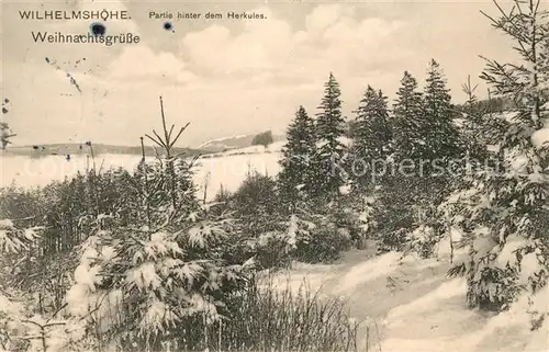 AK / Ansichtskarte Wilhelmshoehe_Kassel Winterlandschaft Weihnachtsgruesse Wilhelmshoehe Kassel