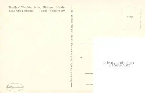 AK / Ansichtskarte Duebener_Heide Gasthof Wachtmeister Duebener Heide