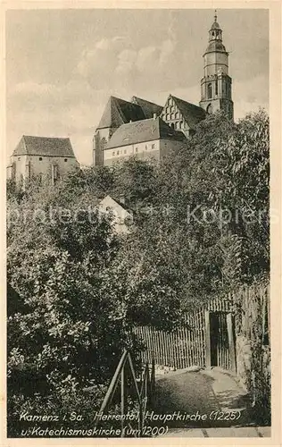 AK / Ansichtskarte Kamenz_Sachsen Herrental Hauptkirche Katechismuskirche Kamenz Sachsen