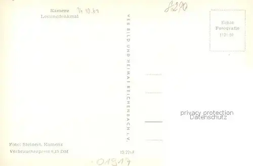 AK / Ansichtskarte Kamenz_Sachsen Lessingdenkmal Kamenz Sachsen