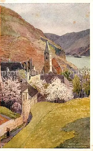 AK / Ansichtskarte Spitz_Donau Kirche Kuenstler Rudolf Schmidt Spitz Donau