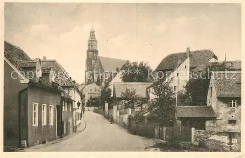 AK / Ansichtskarte Kamenz_Sachsen Pulsnitzer Strasse mit St Marien Kamenz Sachsen