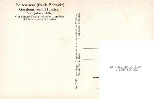 AK / Ansichtskarte Pottenstein_Oberfranken Gasthaus zum Hufeisen Pottenstein_Oberfranken