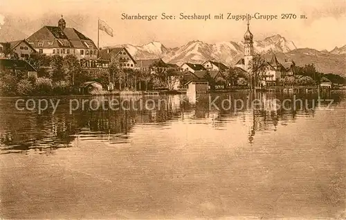 AK / Ansichtskarte Seeshaupt am Starnberger See mit Zugspitzgruppe Seeshaupt