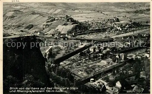 AK / Ansichtskarte Bad_Muenster_Stein_Ebernburg Blick von der Gans mit Rheingrafenstein Bad_Muenster