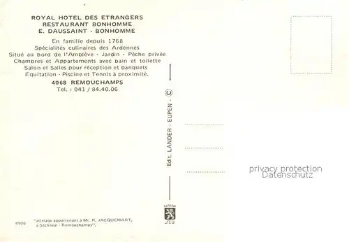 AK / Ansichtskarte Remouchamps_Liege Royal Hotel des Etrangers Restaurant Bonhomme Remouchamps Liege