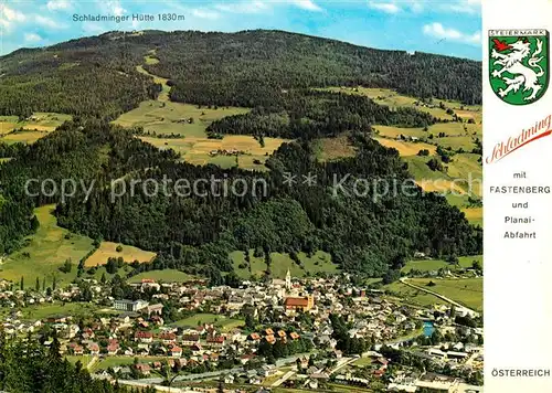 AK / Ansichtskarte Schladming_Obersteiermark Fliegeraufnahme mit Fastenberg und Planai Abfahrt Schladming_Obersteiermark