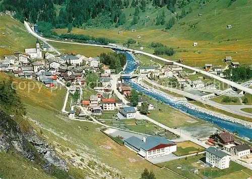 AK / Ansichtskarte Spluegen_GR Fliegeraufnahme mit Umfahrungsstrasse Spluegen_GR