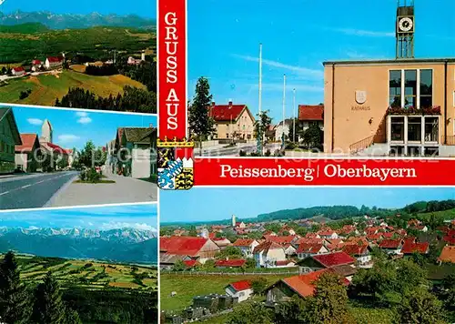 AK / Ansichtskarte Peissenberg Alpenpanorama Ortsmotiv mit Kirche Rathaus Peissenberg