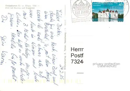 AK / Ansichtskarte Oy Kneippkurort Blick auf Saeuling und Zugspitze Wettersteingebirge Oy