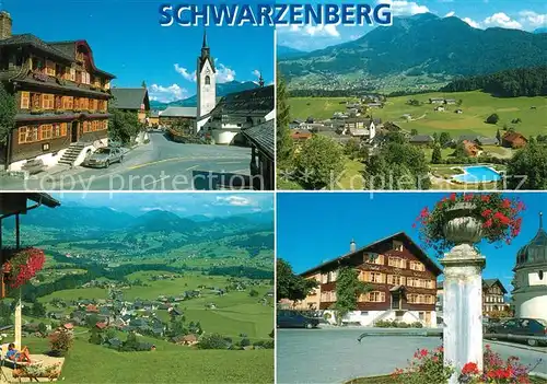 AK / Ansichtskarte Schwarzenberg_Vorarlberg Hauptstrasse Kirche Marktpltz Landschaftspanorama Alpen Schwarzenberg Vorarlberg