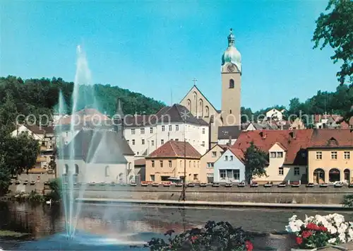 AK / Ansichtskarte Schwandorf Partie an der Naab Blick zur Altstadt mit Kirche Schwandorf