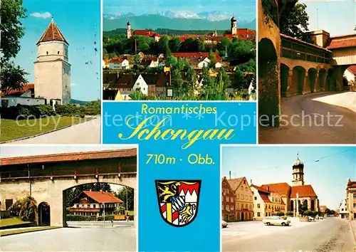 AK / Ansichtskarte Schongau Stadtpanorama Alpen Innenstadt Kirche Turm Stadtmauer Schongau