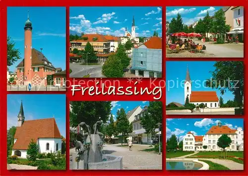 AK / Ansichtskarte Freilassing Stadtmuseum Kirche Brunnen Strassencafe Schloss Freilassing