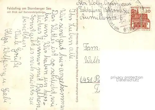 AK / Ansichtskarte Feldafing Blick ueber Starnberger See Karwendelgebirge Feldafing