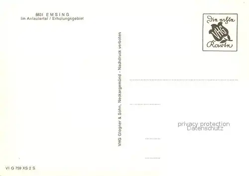 AK / Ansichtskarte Emsing_Titting_Oberbayern Panorama Anlautertal Emsing_Titting_Oberbayern