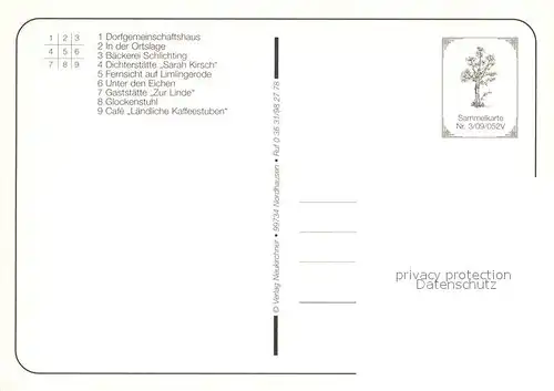 AK / Ansichtskarte Limlingerode Gemeinschaftshaus Baeckerei Dichterstaette Sarah Kirsch Eichen Gaststaette Glockenstuhl Cafe 