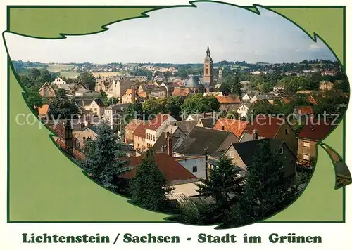 AK / Ansichtskarte Lichtenstein_Sachsen Stadtbild mit Kirche Blatt Lichtenstein_Sachsen