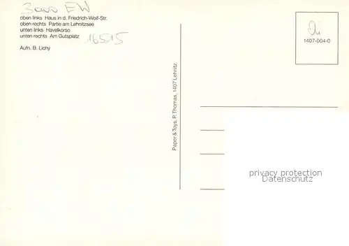 AK / Ansichtskarte Nordbahn_Lehnitz Wohnhaus Villa Partie am Lehnitzsee Havelkorso Gutsplatz Nordbahn_Lehnitz