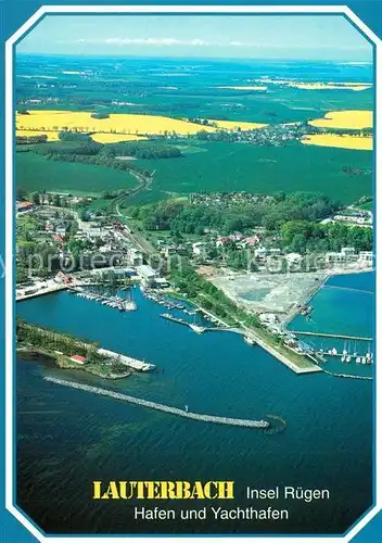 AK / Ansichtskarte Lauterbach_Ruegen Hafen Yachthafen Fliegeraufnahme Lauterbach Ruegen
