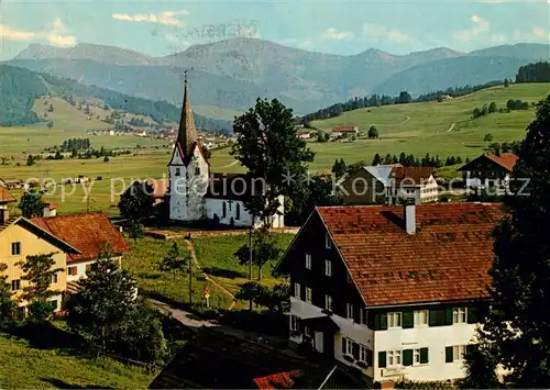 AK / Ansichtskarte Genhofen_Stiefenhofen Gasthof Cafe Kreuz Kirche Allgaeuer Alpen Genhofen_Stiefenhofen