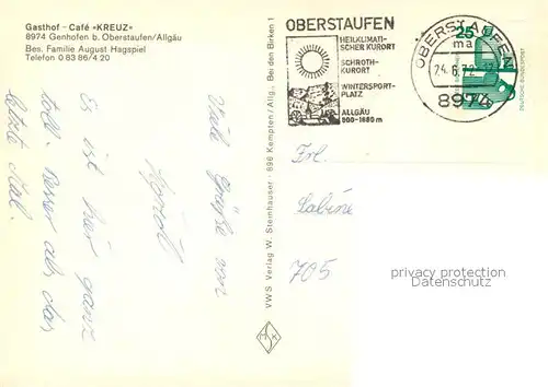 AK / Ansichtskarte Genhofen_Stiefenhofen Gasthof Cafe Kreuz Kirche Allgaeuer Alpen Genhofen_Stiefenhofen
