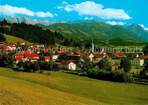 AK / Ansichtskarte Burgberg_Allgaeu Stadtpanorama mit Daumengruppe Sonnenkopf Entschenkopf Nebelhorn Rubihorn Alpen Burgberg Allgaeu