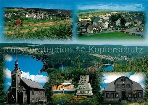 AK / Ansichtskarte Neuhaus_Rennweg Landschaftspanorama Blick vom Weidmannsheil Holzkirche Rennsteigbaude Heimatmuseum Neuhaus Rennweg