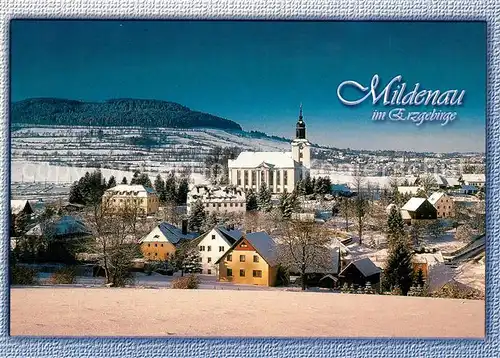 AK / Ansichtskarte Mildenau Ortsansicht mit Dorfkirche Winterpanorama Mildenau