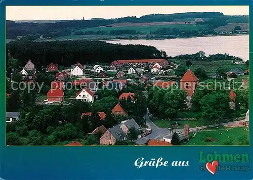 AK / Ansichtskarte Lohmen_Guestrow Rehaklinik Garder See Ortskern Kirche Fliegeraufnahme Lohmen_Guestrow