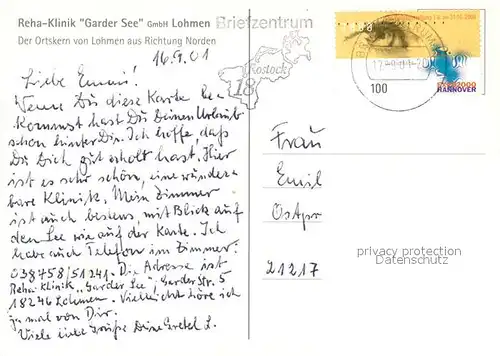 AK / Ansichtskarte Lohmen_Guestrow Rehaklinik Garder See Ortskern Kirche Fliegeraufnahme Lohmen_Guestrow