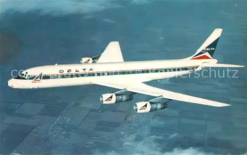 AK / Ansichtskarte Flugzeuge_Zivil Delta Douglas DC 8 Fanjet  Flugzeuge Zivil