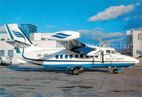 AK / Ansichtskarte Flugzeuge_Zivil Blue Sky Airways Let 410 UVP E9 OK BDJ  Flugzeuge Zivil