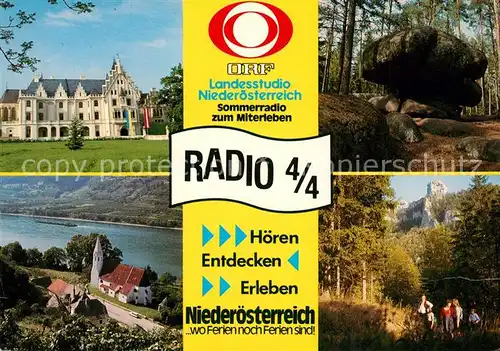 AK / Ansichtskarte Wien ORF Landesstudio Niederoesterreich Kirche Donautal Waldpartie Felsen Wandern Wien