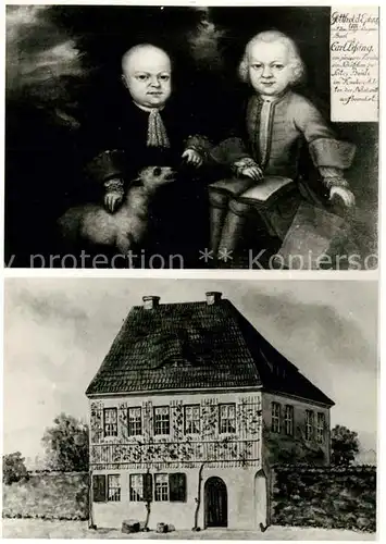 AK / Ansichtskarte Kamenz_Sachsen Geburtshaus Lessing Kinderbildnis  Kamenz Sachsen