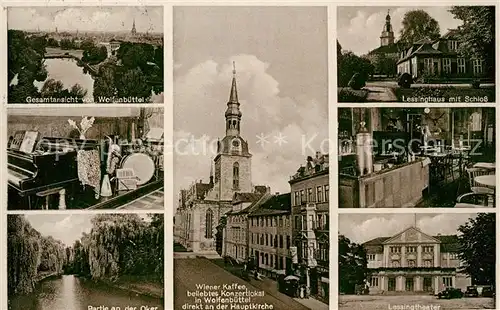 AK / Ansichtskarte Wolfenbuettel Panorama Okerpartie Wiener Kaffee Hauptkirche Lessinghaus Schloss Lessingtheater Wolfenbuettel