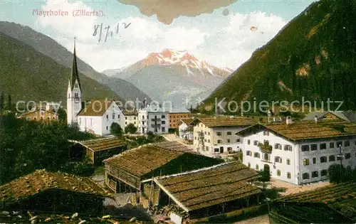 AK / Ansichtskarte Mayrhofen_Zillertal Panorama mit Kirche Mayrhofen_Zillertal