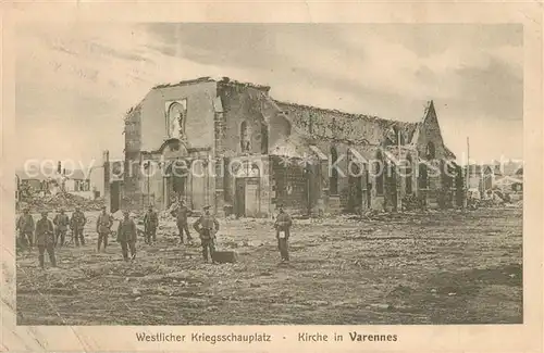 AK / Ansichtskarte Varennes sur Seine Zerstoerte Kirche WK1 Varennes sur Seine