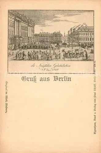 AK / Ansichtskarte Berlin Neujahrs Gratulation 1787 Zeichnung Berlin