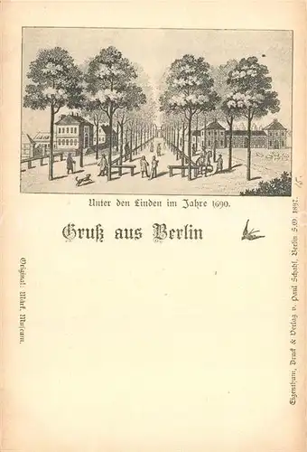 AK / Ansichtskarte Berlin Unter den Linden im Jahre 1690 Zeichnung Berlin