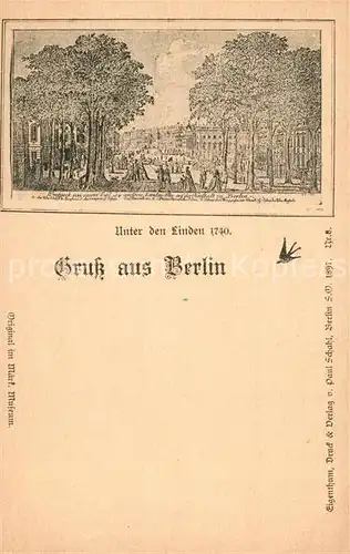 AK / Ansichtskarte Berlin Unter den Linden im Jahre 1740 Zeichnung Berlin