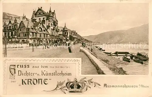 AK / Ansichtskarte Assmannshausen_Rhein Dichter und Kuenstlerheim zur Krone Assmannshausen Rhein