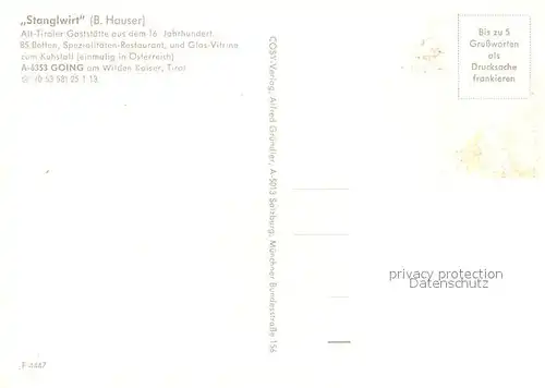 AK / Ansichtskarte Going_Wilden_Kaiser_Tirol Stanglwirt Restaurant Going_Wilden_Kaiser_Tirol
