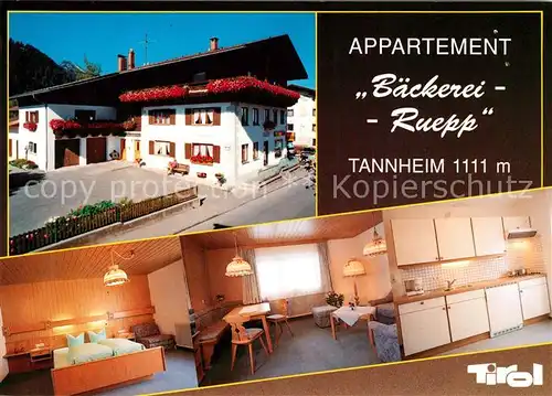 AK / Ansichtskarte Tannheim_Tirol Appartement Baeckerei Ruepp Tannheim Tirol