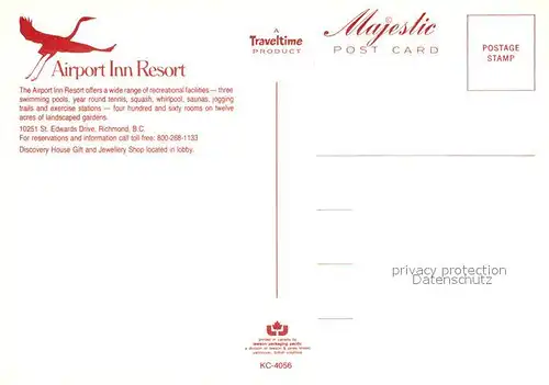 AK / Ansichtskarte Richmond_British_Columbia Hotel Airport Inn Resort Richmond_British_Columbia