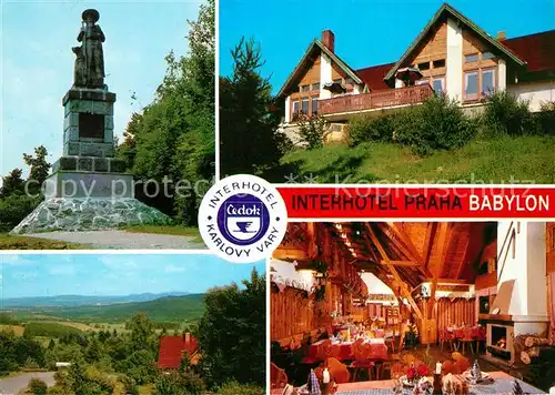 AK / Ansichtskarte Praha_Prahy_Prague Interhotel Babylon Denkmal Panorama Praha_Prahy_Prague