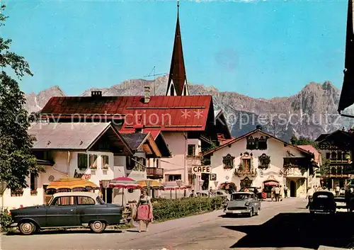 AK / Ansichtskarte Seefeld_Tirol Strassenpartie mit Tiroler Schmuckkastl und Wetterstein Seefeld Tirol