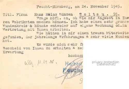 AK / Ansichtskarte Feucht Heimberater Herbert Marquart Generalvertretung Feucht