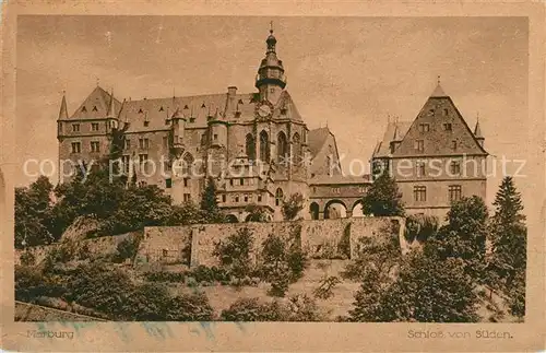 AK / Ansichtskarte Marburg_Lahn Schloss von Sueden Marburg_Lahn