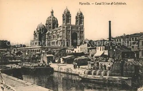 AK / Ansichtskarte Marseille_Bouches du Rhone Canal St Jean et Cathedrale Marseille